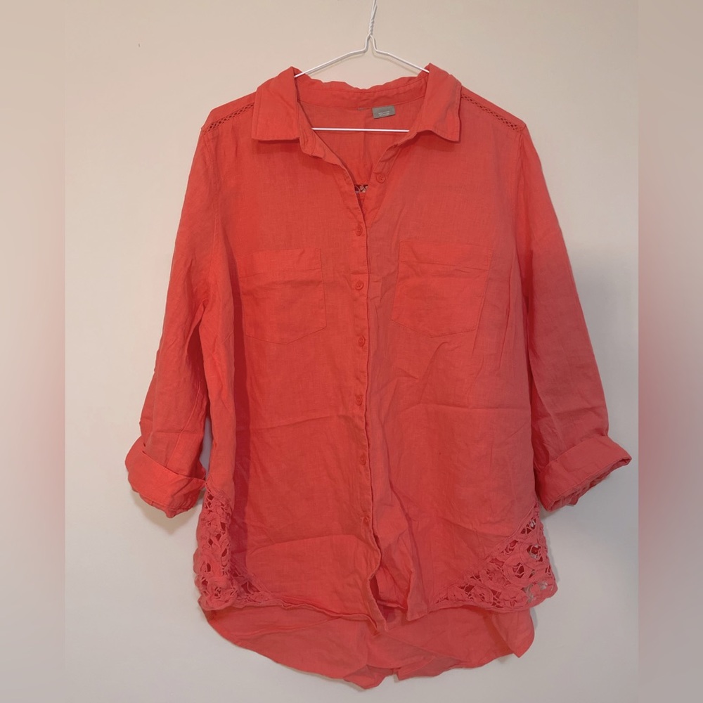 Versatile Salmon Button-Up - Picture 2 of 9